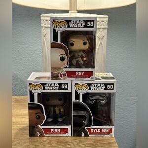 Funko POP! Set of 3 Star Wars The Force Awakens VAULTED NIB Rey Finn Kylo Ren